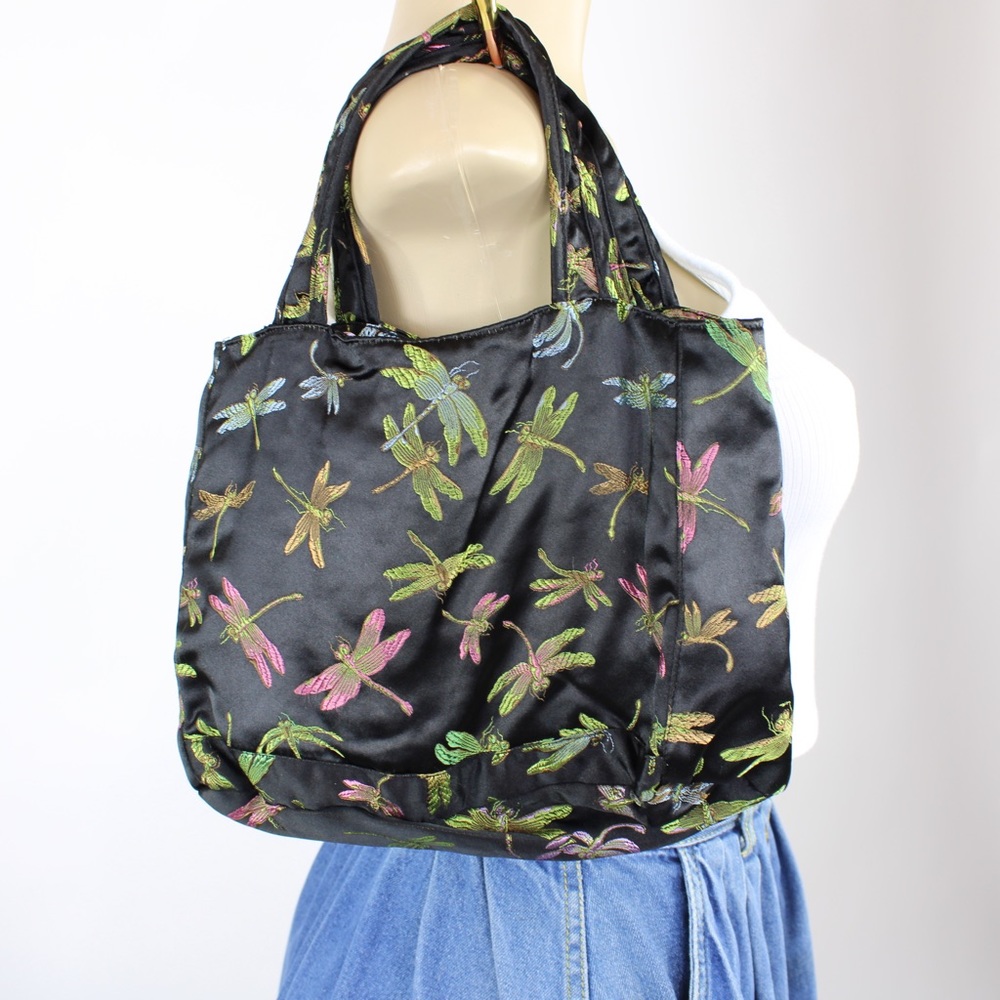 Vintage 90s Square international black satin purse